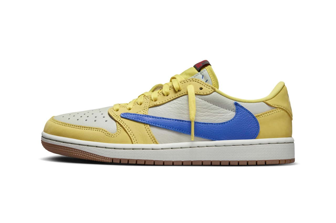 travis scott nike air michael jordan brand 1 low og canary womens yellow white dz4137 700 official release date info photos price store list buying guide