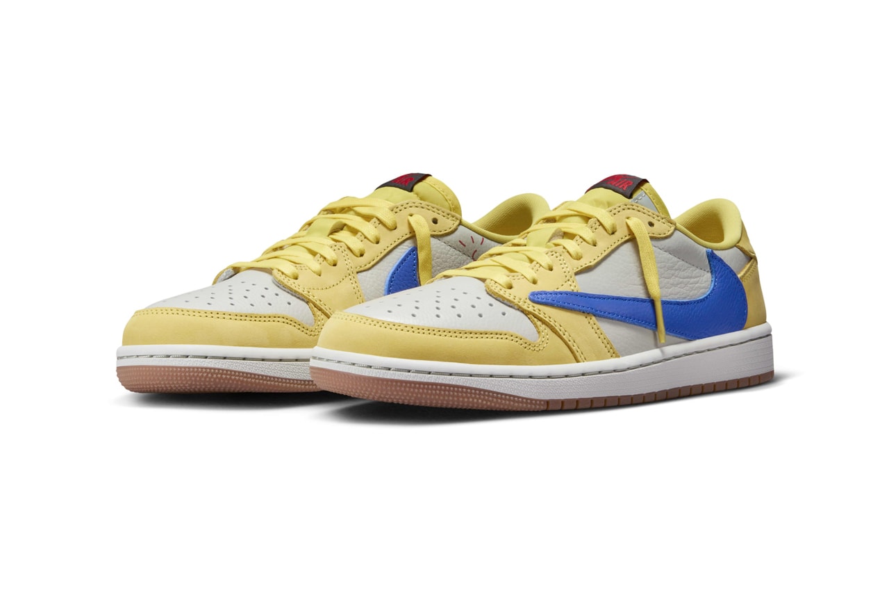 travis scott nike air michael jordan brand 1 low og canary womens yellow white dz4137 700 official release date info photos price store list buying guide