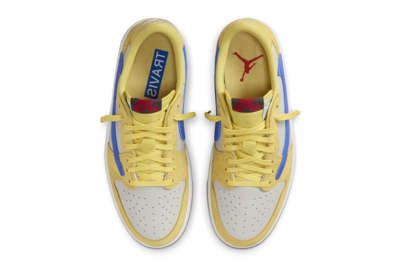 travis scott nike air michael jordan brand 1 low og canary womens yellow white dz4137 700 official release date info photos price store list buying guide