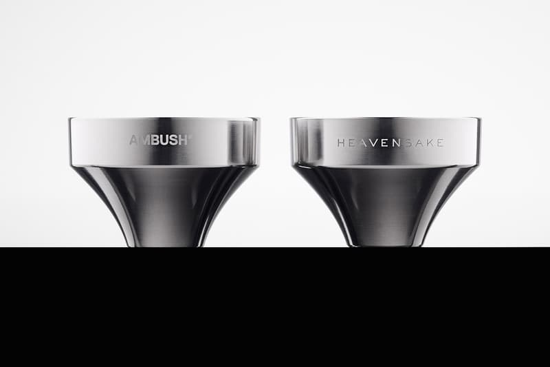 AMBUSH x HEAVENSAKE Cups Limited edition Yoon Ahn and Carl Hirschmann Talk the Art of Drinking Sake japanese culture alcohol wine glasses steel cups