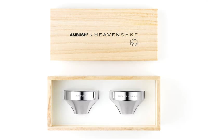 AMBUSH x HEAVENSAKE Cups Limited edition Yoon Ahn and Carl Hirschmann Talk the Art of Drinking Sake japanese culture alcohol wine glasses steel cups