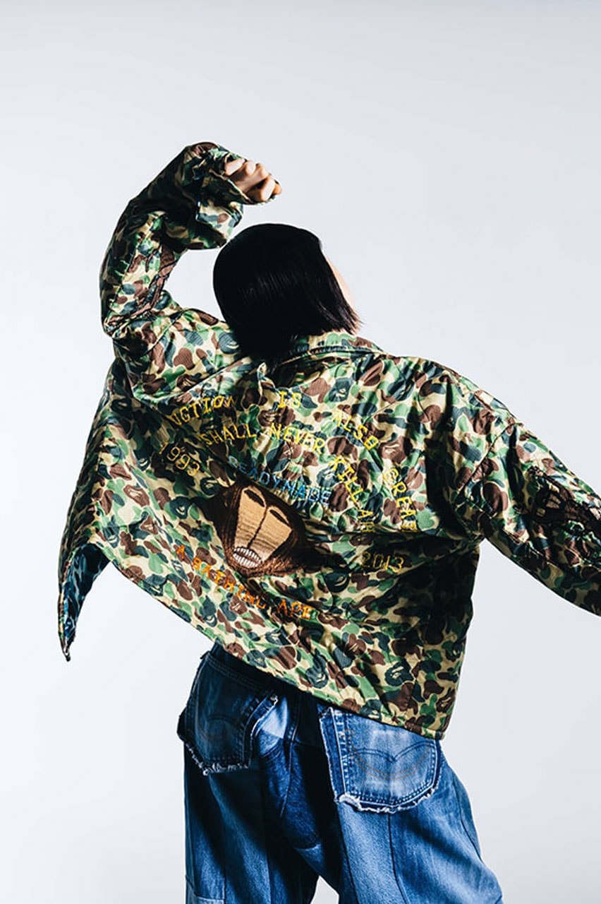 BAPE x READYMADE Reveal Fourth Collaborative Collection in Full a bathing ape collab fashion capsule drop link release price  Yuta Hosokawa's label abc camo camouflage print zip up hoodie bearbrick ghillie suit 1000 100 baby milo plush toy medicom