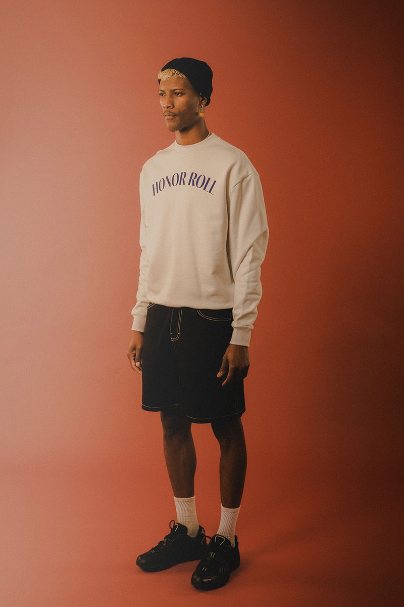 students golf spring 2024 collection commitment is not an issue denim shorts bookcase jacket striped polo graphic t shirt nylon pants sweater vest