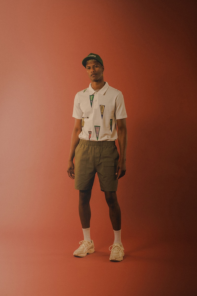 students golf spring 2024 collection commitment is not an issue denim shorts bookcase jacket striped polo graphic t shirt nylon pants sweater vest