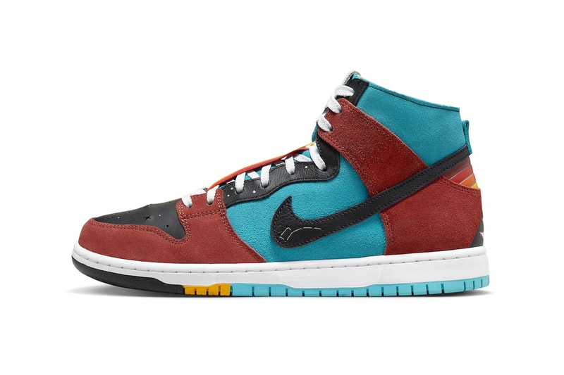 Official Look at the Di'orr Greenwood x Nike SB Dunk High turquoise Blue/Black-Rugged Orange FQ1775-400 navajo nation arizona skateboarder indigenous phoenix valleys desert