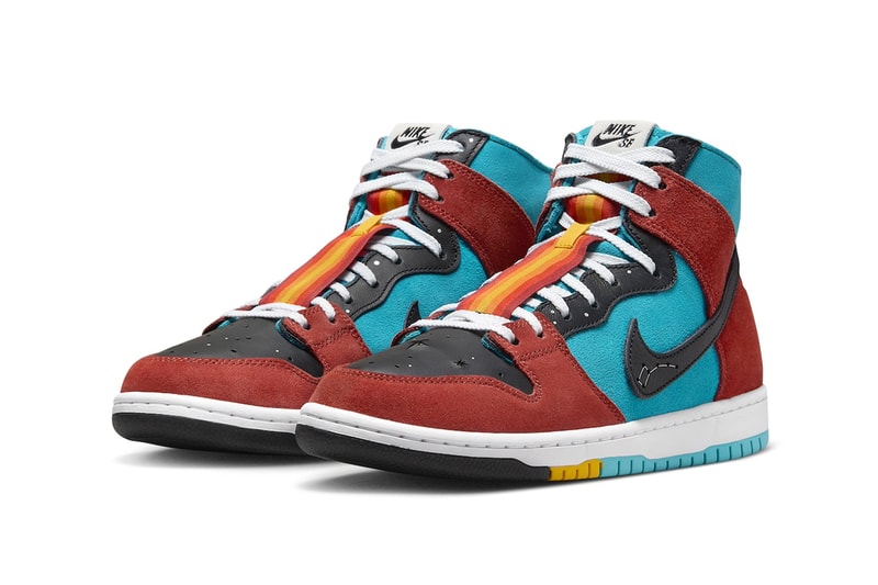Official Look at the Di'orr Greenwood x Nike SB Dunk High turquoise Blue/Black-Rugged Orange FQ1775-400 navajo nation arizona skateboarder indigenous phoenix valleys desert