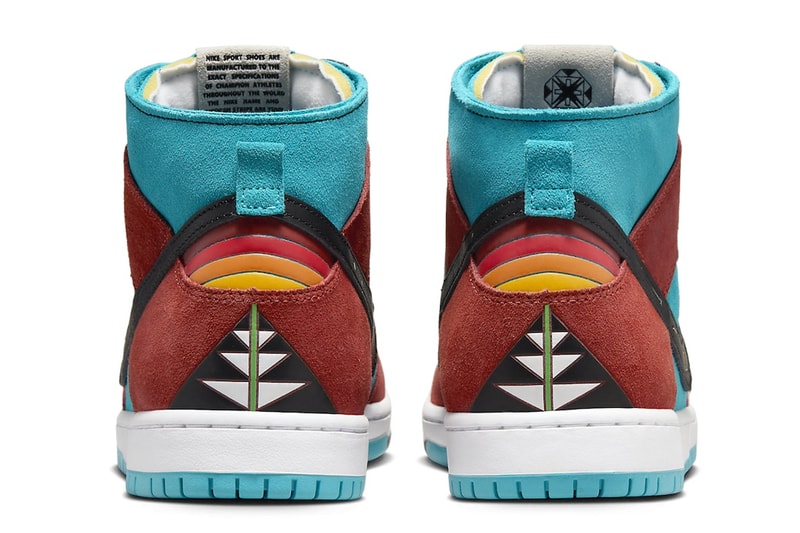 Official Look at the Di'orr Greenwood x Nike SB Dunk High turquoise Blue/Black-Rugged Orange FQ1775-400 navajo nation arizona skateboarder indigenous phoenix valleys desert