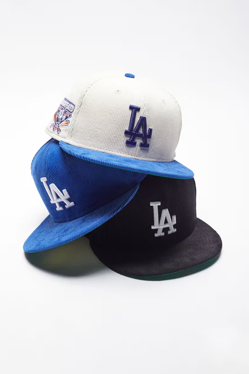 UNDEFEATED x Los Angeles Dodgers Come Together for a New Era 59FIFTY Collaborative Capsule collab collaboration baseball hats mlb major league baseball cap corduroy