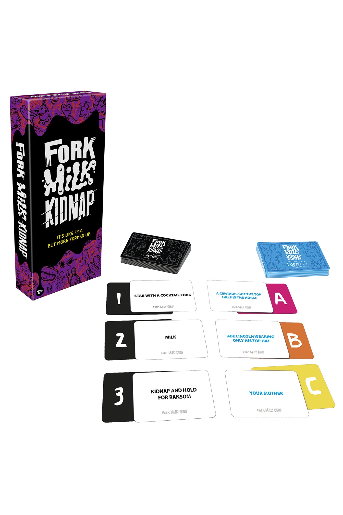 Hasbro Adult Card Game "Fork Milk Kidnap" Reimagines F*%K Marry Kill