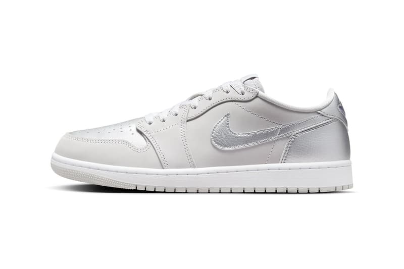 Official Look at the Air Jordan 1 Low OG "Metallic Silver" summer 2024 release info Neutral Grey/Metallic Silver-White nike swoos jumpman CZ0790-002