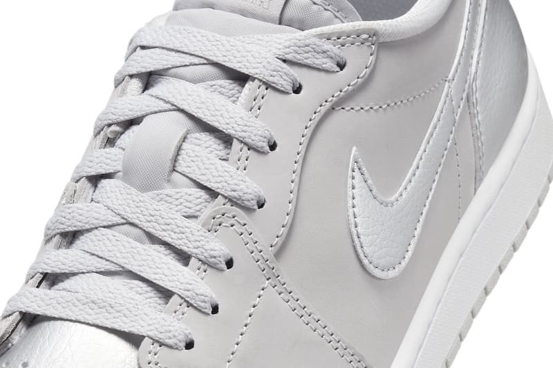 Official Look at the Air Jordan 1 Low OG "Metallic Silver" summer 2024 release info Neutral Grey/Metallic Silver-White nike swoos jumpman CZ0790-002