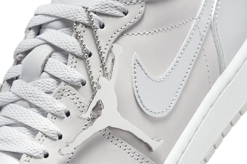 Official Look at the Air Jordan 1 Low OG "Metallic Silver" summer 2024 release info Neutral Grey/Metallic Silver-White nike swoos jumpman CZ0790-002