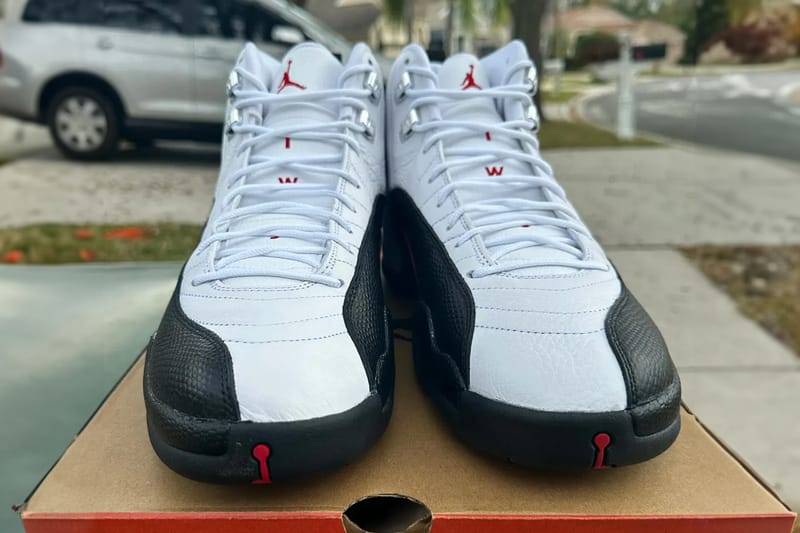 red black and white jordans 12