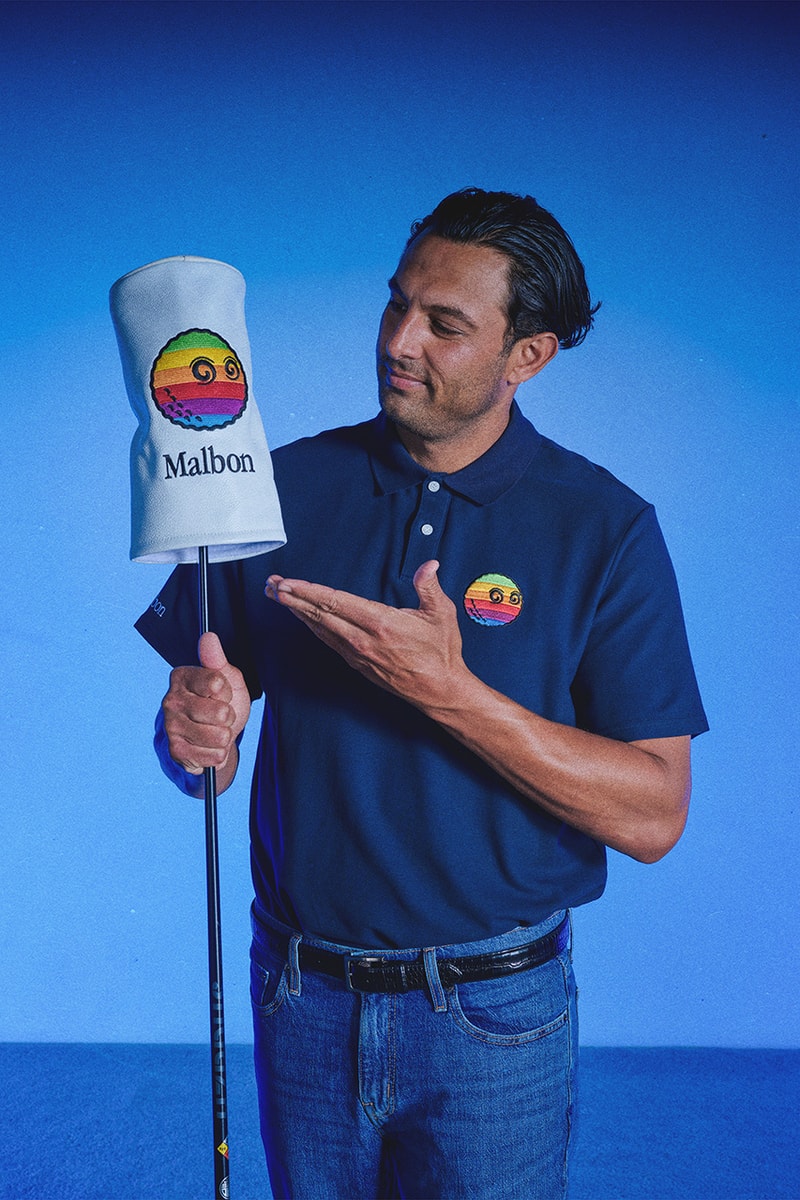 beams malbon golf apple collection collaboration polo mock neck crewneck sweater shorts hat headcover shoe bag