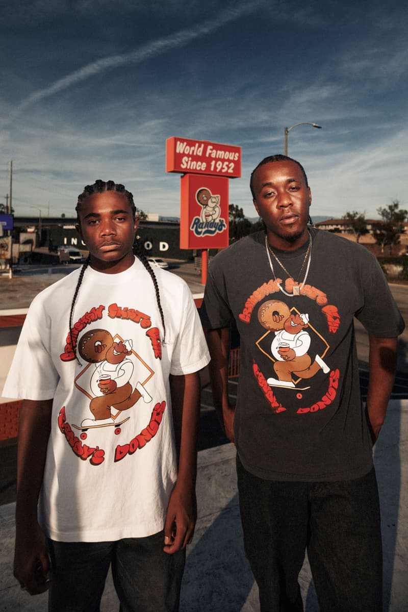 Crenshaw Skate Club Links Up With Los Angeles Landmark, Randy's Donuts collab capsule collection shop price tee skateboard deck graphic design la tobey mcintosh founder