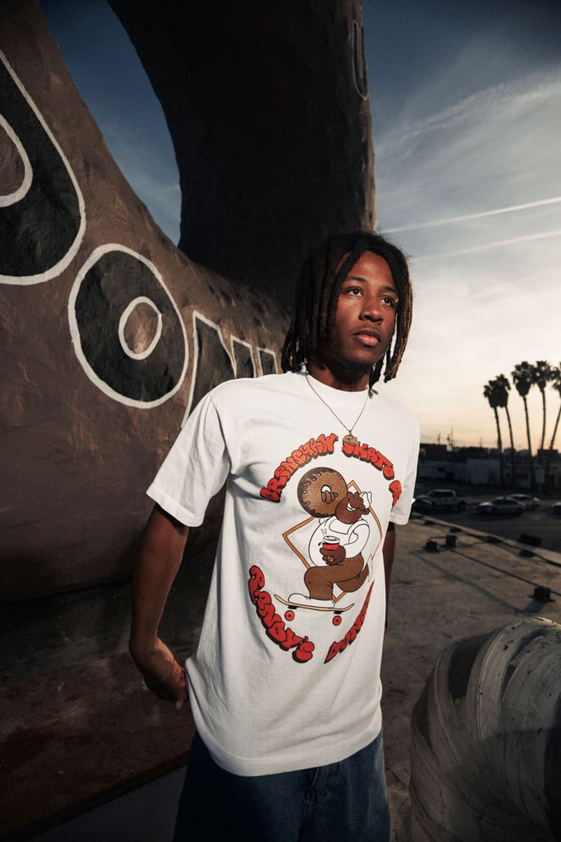 Crenshaw Skate Club Links Up With Los Angeles Landmark, Randy's Donuts collab capsule collection shop price tee skateboard deck graphic design la tobey mcintosh founder