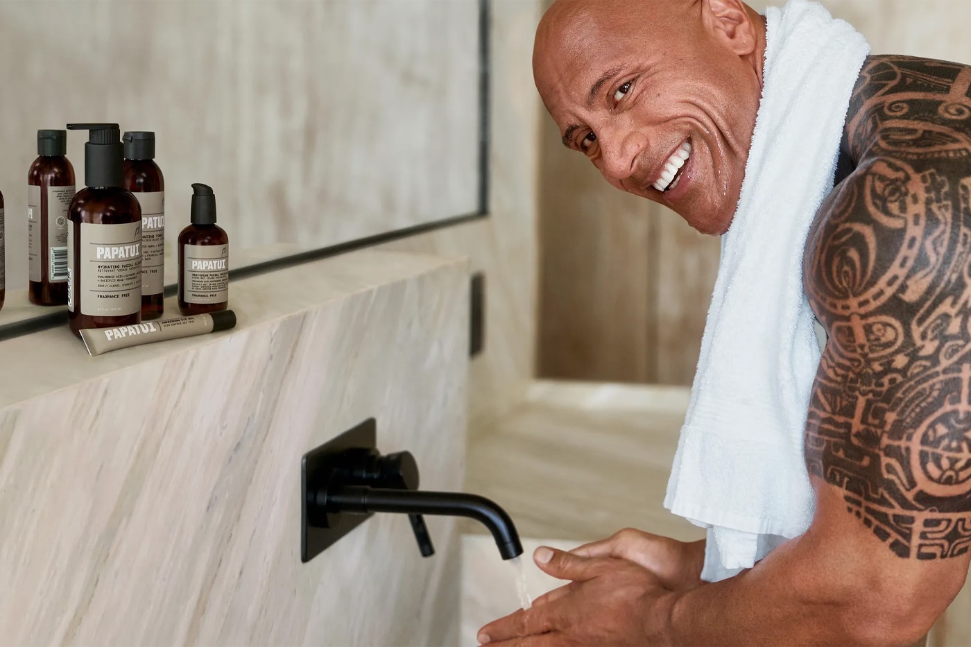 Dwayne Johnson Launches Men's Personal Care Line, Papatui skin body hair tattoo maintenance affordable men beauty care