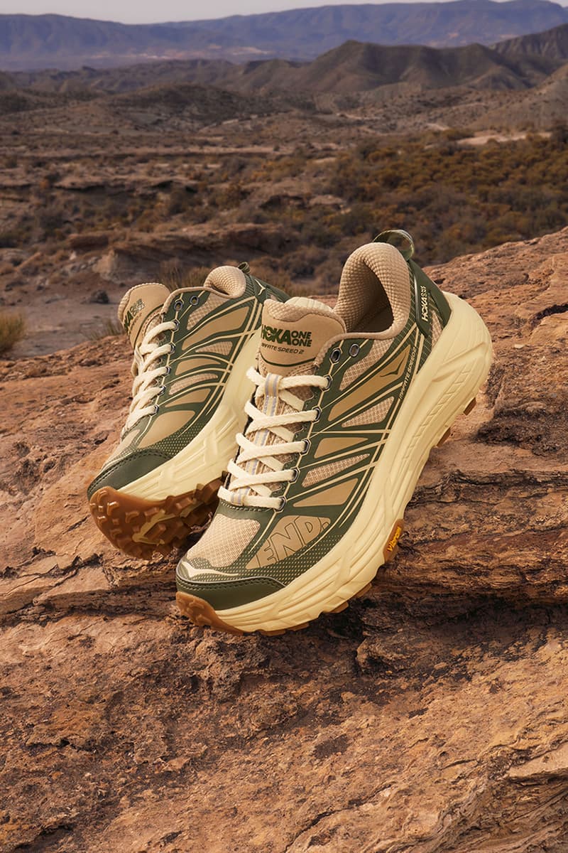 end. retailer hoka sneaker footwear off-road collaboration debut partnership campaign two piece collection capsule streetwear uk lifestyle functional