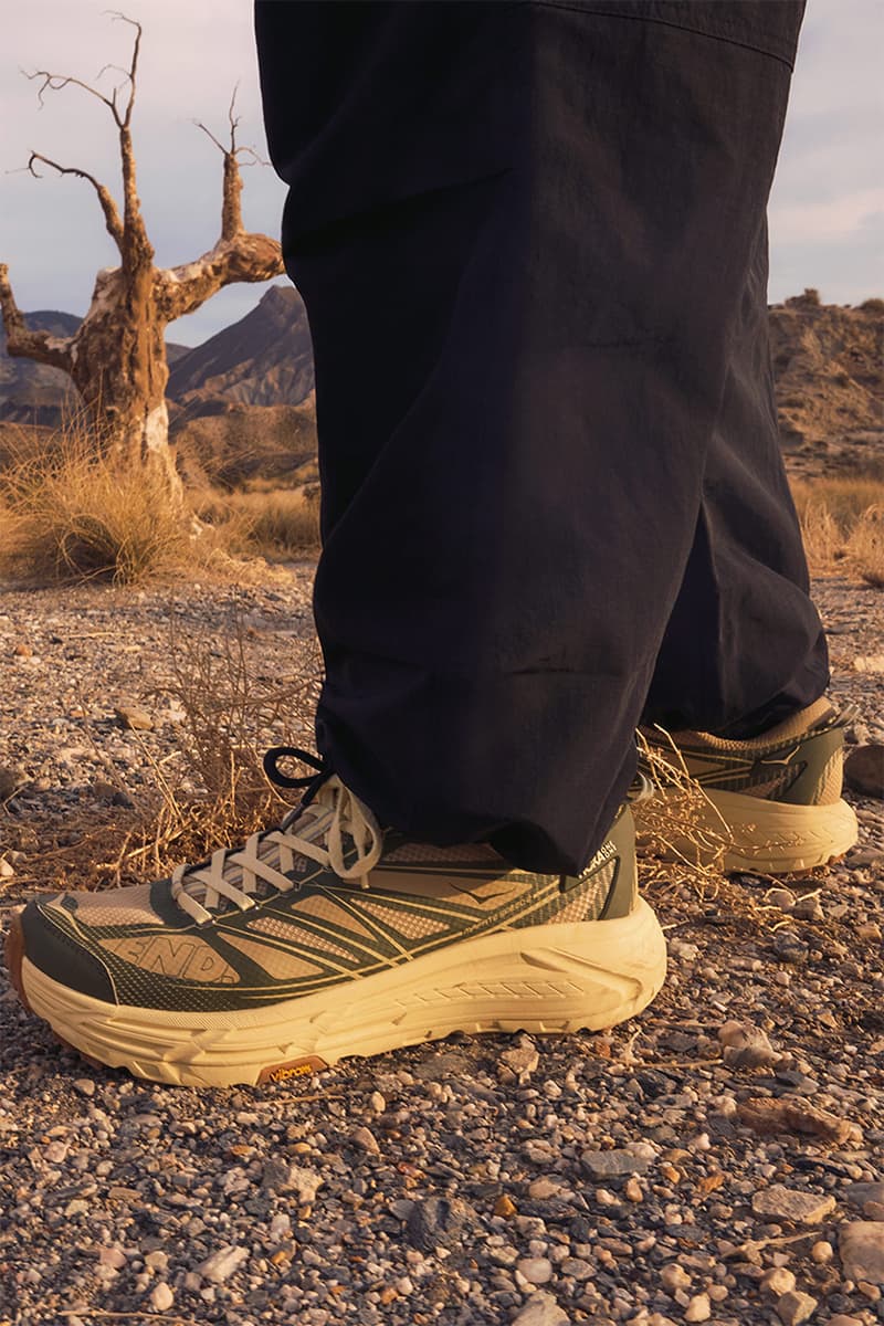 end. retailer hoka sneaker footwear off-road collaboration debut partnership campaign two piece collection capsule streetwear uk lifestyle functional