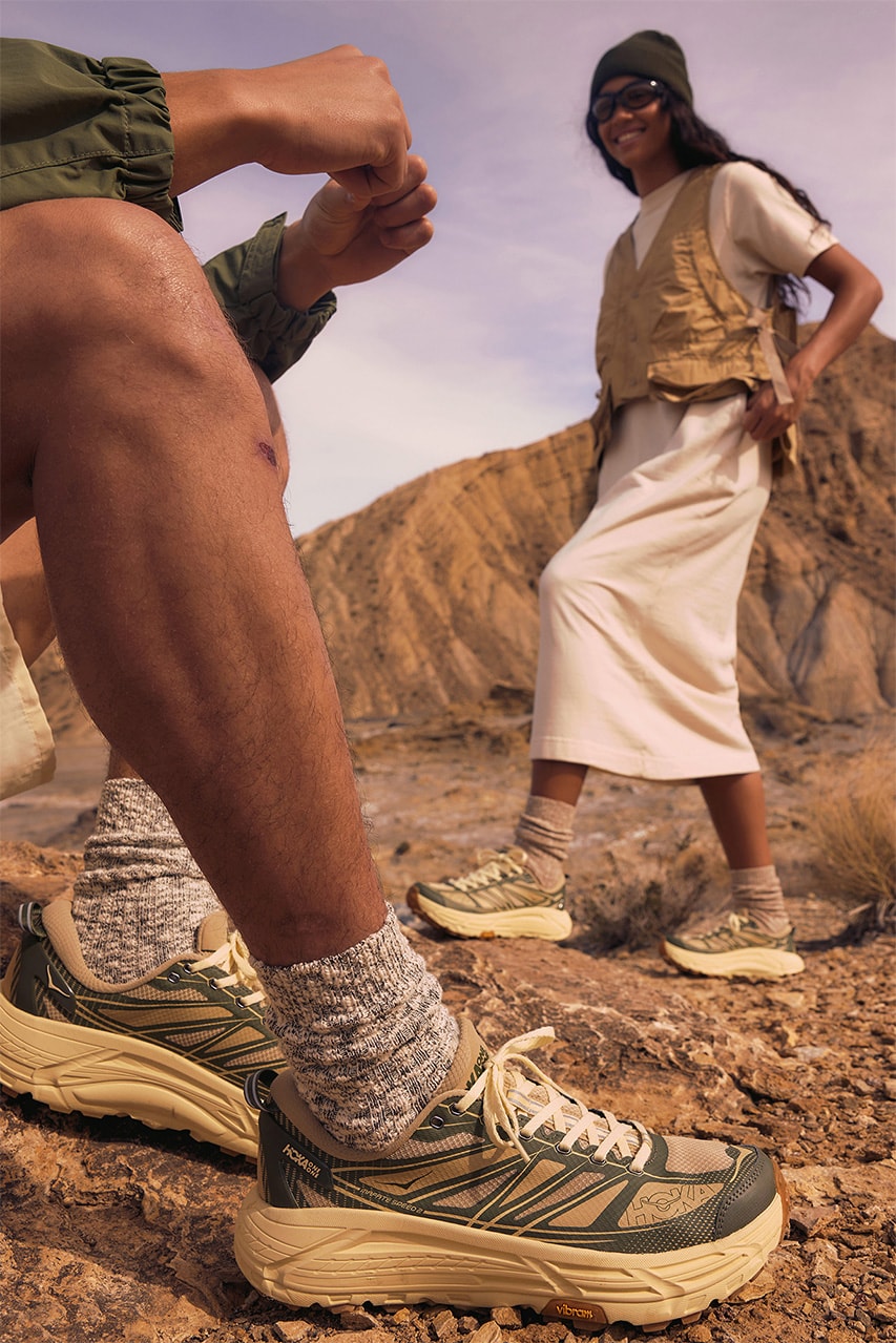 end. retailer hoka sneaker footwear off-road collaboration debut partnership campaign two piece collection capsule streetwear uk lifestyle functional