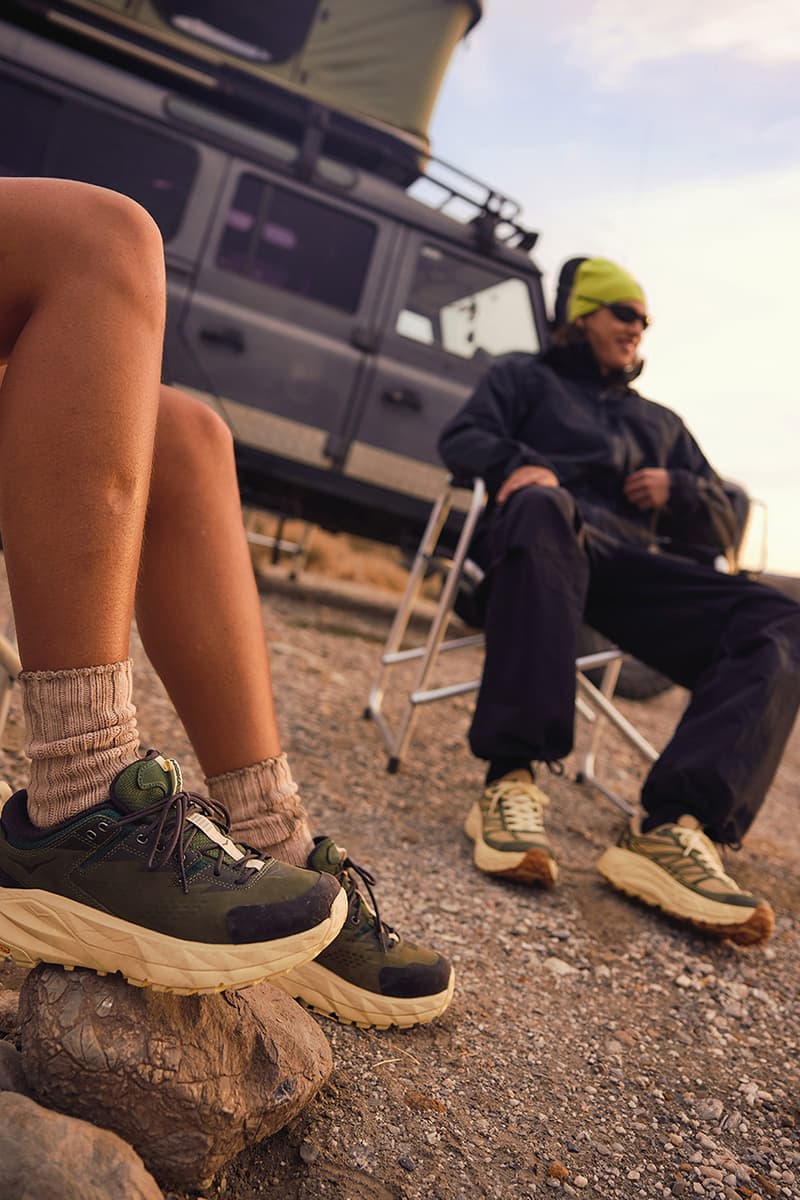 end. retailer hoka sneaker footwear off-road collaboration debut partnership campaign two piece collection capsule streetwear uk lifestyle functional