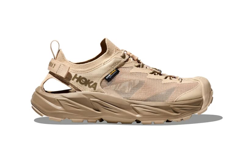 HOKA Presents Hopara 2 Sandal footwear release dune price colorway tan black white usd link performance sustainability upper mesh cordura fabric mule sneaker 