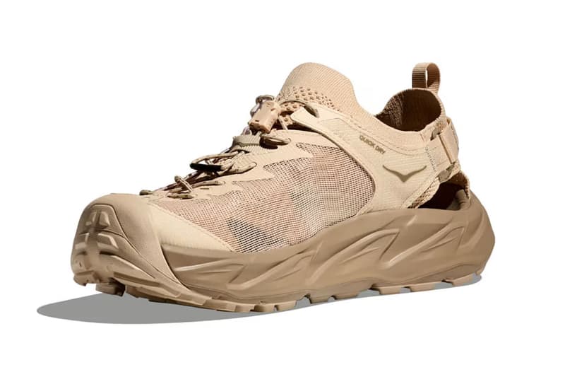 HOKA Presents Hopara 2 Sandal footwear release dune price colorway tan black white usd link performance sustainability upper mesh cordura fabric mule sneaker 