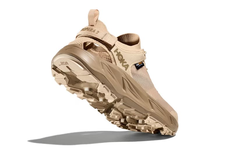 HOKA Presents Hopara 2 Sandal footwear release dune price colorway tan black white usd link performance sustainability upper mesh cordura fabric mule sneaker 