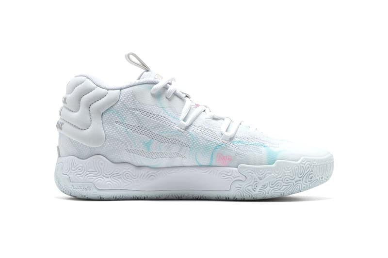 LaMelo Ball's PUMA MB.03 "Iridescent" Has an Official Release Date 379904-01 nba charlotte hornets basketball player spring release all white light blue 