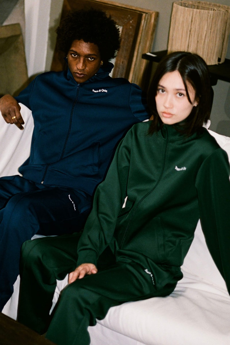Museum of Peace & Quiet Prioritizes Wellness in First SS24 Drop collection capsule spring summer 2024 release link delivery price website hbx and hoodie crewneck sweatpants graphic mind body loungewear sleep set tracksuit green blue peace candle home goods ashtray tote bag