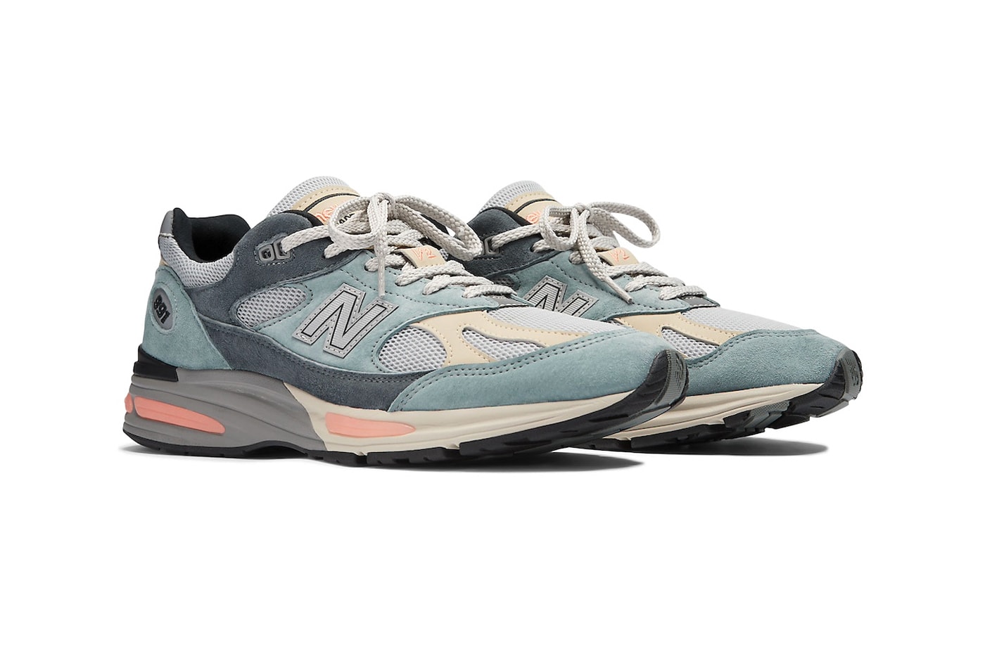 Official Look at the New Balance 991v2 "Silver Blue" U991SG2 Silver Blue/Turbulence-Quiet Grey march 2024 spring running shoe dad shoe leather suede