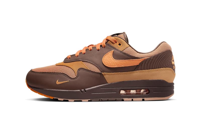 Official Look at the Nike Air Max 1 "King's Day" Cacao Wow/Bright Mandarin-Amber Brown-Monarch-Earth HF7346-200 release info spring 2024 swoosh