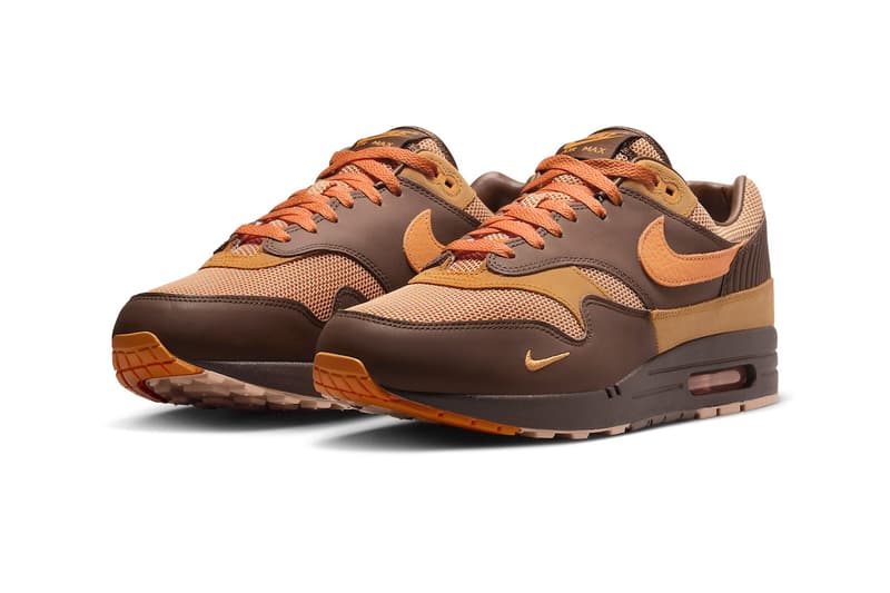 Official Look at the Nike Air Max 1 "King's Day" Cacao Wow/Bright Mandarin-Amber Brown-Monarch-Earth HF7346-200 release info spring 2024 swoosh