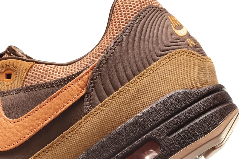 Official Look at the Nike Air Max 1 "King's Day" Cacao Wow/Bright Mandarin-Amber Brown-Monarch-Earth HF7346-200 release info spring 2024 swoosh