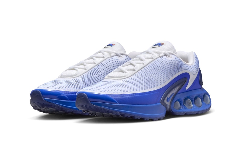 Official Look at the Nike Air Max Dn "White/Racer Blue" White/Blue Void-Racer Blue DV3337-102 swoosh technical mesh sneaker