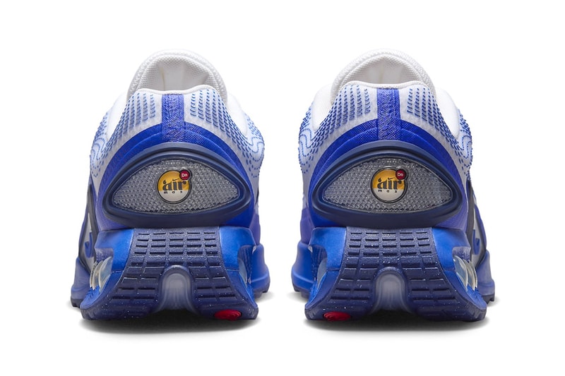 Official Look at the Nike Air Max Dn "White/Racer Blue" White/Blue Void-Racer Blue DV3337-102 swoosh technical mesh sneaker