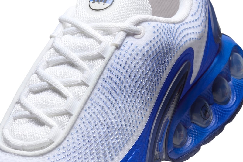 Official Look at the Nike Air Max Dn "White/Racer Blue" White/Blue Void-Racer Blue DV3337-102 swoosh technical mesh sneaker