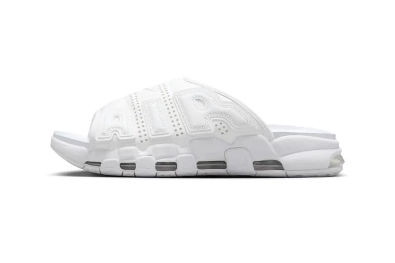 Official Look a the Nike Air More Uptempo Slide "Triple White" FD9883-101 sandals pool beach flip flop alternatives retro basketball