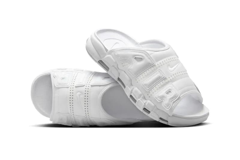 Official Look a the Nike Air More Uptempo Slide "Triple White" FD9883-101 sandals pool beach flip flop alternatives retro basketball