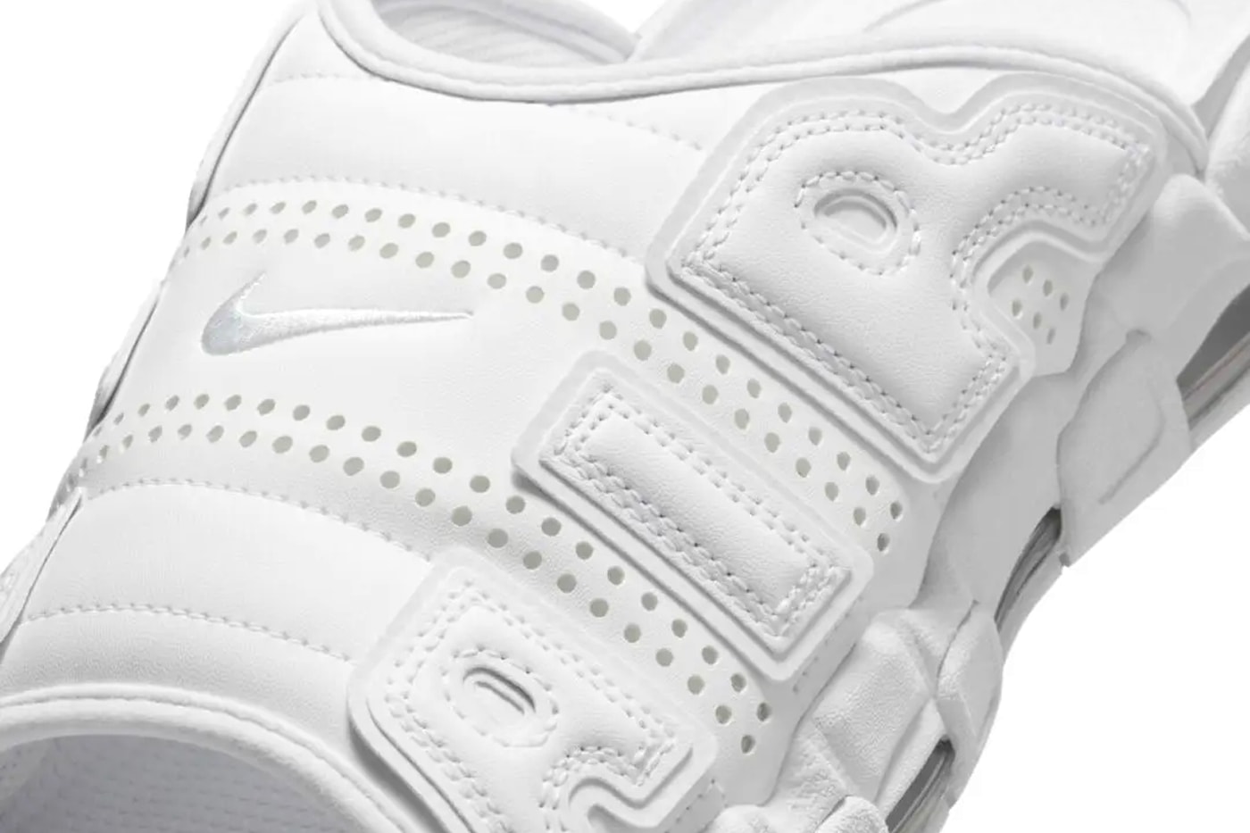 Official Look a the Nike Air More Uptempo Slide "Triple White" FD9883-101 sandals pool beach flip flop alternatives retro basketball