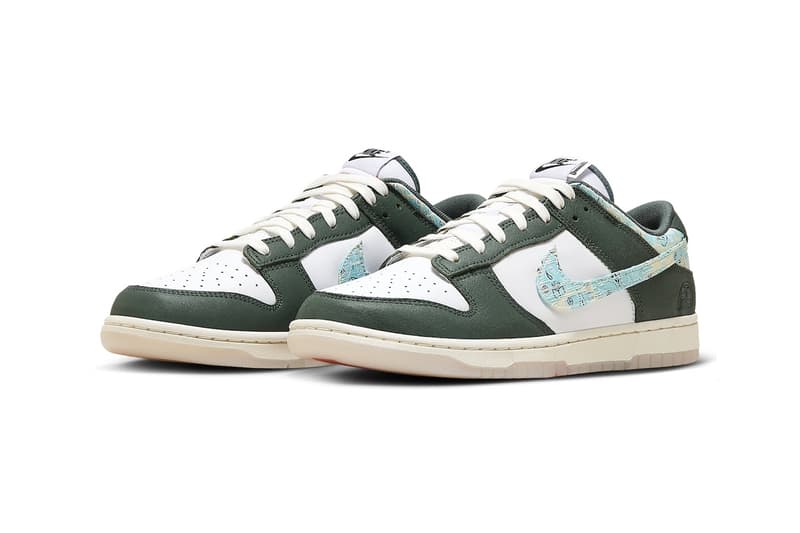 Official Look at the Nike Dunk Low "Hoops Fireball" HF5693-141 Sail/Blue-Gorge Green-White low tops swoosh shoes footwear