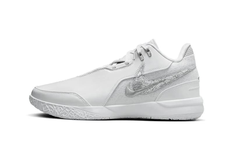 Nike Zoom LeBron NXXT Gen AMPD Arrives in a Clean "White/Silver" FJ1566-102 lebron james king james all white basketball shoe los angeles lakers goat nba