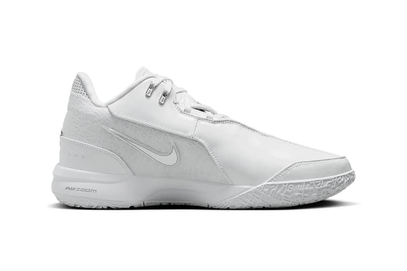 Nike Zoom LeBron NXXT Gen AMPD Arrives in a Clean "White/Silver" FJ1566-102 lebron james king james all white basketball shoe los angeles lakers goat nba