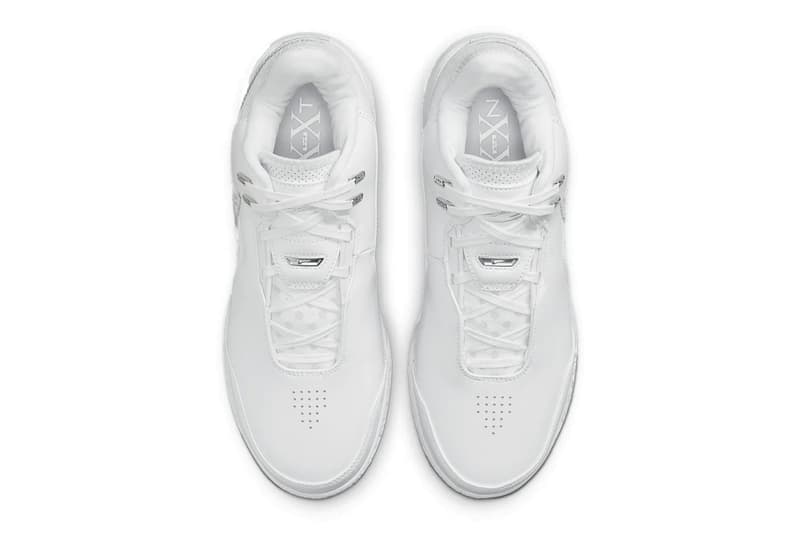 Nike Zoom LeBron NXXT Gen AMPD Arrives in a Clean "White/Silver" FJ1566-102 lebron james king james all white basketball shoe los angeles lakers goat nba