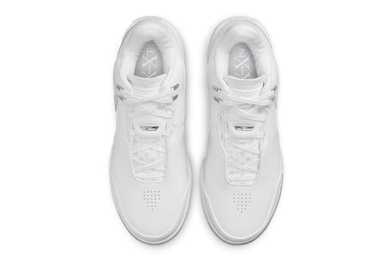 Nike Zoom LeBron NXXT Gen AMPD Arrives in a Clean "White/Silver" FJ1566-102 lebron james king james all white basketball shoe los angeles lakers goat nba
