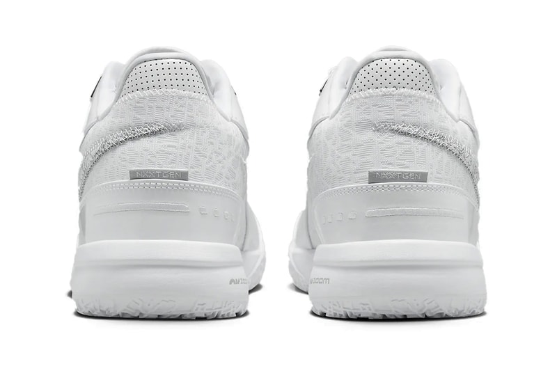 Nike Zoom LeBron NXXT Gen AMPD Arrives in a Clean "White/Silver" FJ1566-102 lebron james king james all white basketball shoe los angeles lakers goat nba