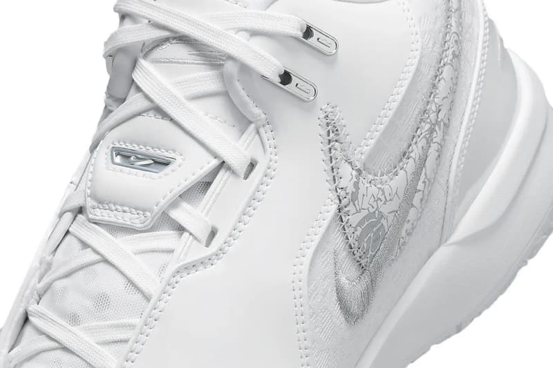 Nike Zoom LeBron NXXT Gen AMPD Arrives in a Clean "White/Silver" FJ1566-102 lebron james king james all white basketball shoe los angeles lakers goat nba