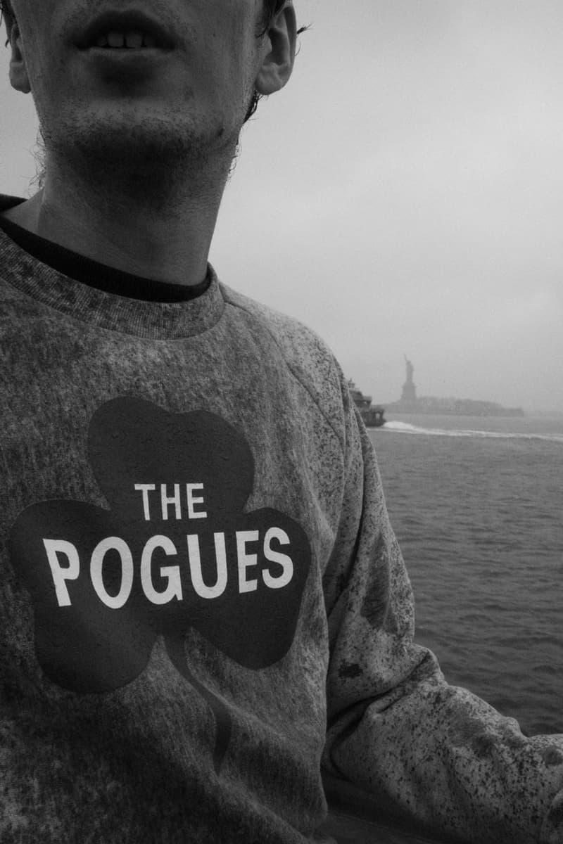 NOAH x The Pogues pays homage to united kingdom london st patricks day march capsule collab shane macgowan link usd price jacket leather hat zippo lighter graphics band music