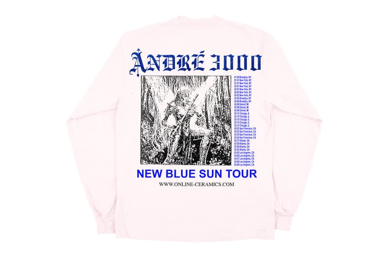 Online Ceramics x André 3000 Is Music to Our Ears three 3 stacks new blue sun album stream link purchase price graphic hoodie tee shirt collab collaboration capsule collection 