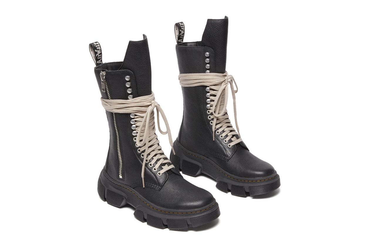 リック・オウエンス x ドクターマーチンから2024年のコラボレーション第2弾が到着 Rick Owens x Dr. Martens 1460 Jumbo Lace Ro Dmxl Black Lunar & 1918 Dmxl Ro Black Lunar release 2024 info